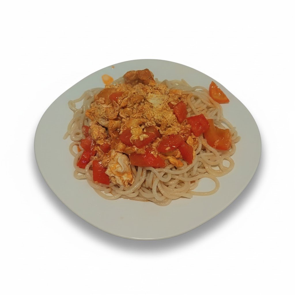 نودلز مع بيض وطماطم 🍅🍳